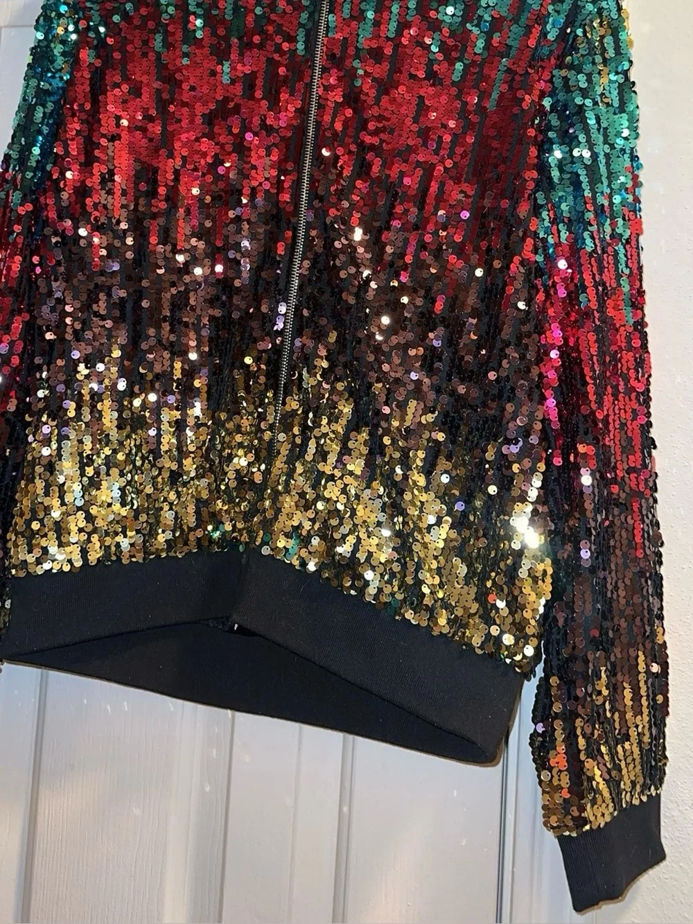 Anna-Kaci Women's Multicolor Sequin Bomber Jacket - Picture 4 of 10